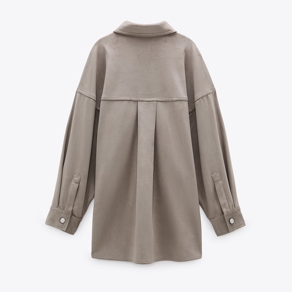 COPY - NEW FAUX SUEDE SHIRT GRAY - Picture 3 of 4